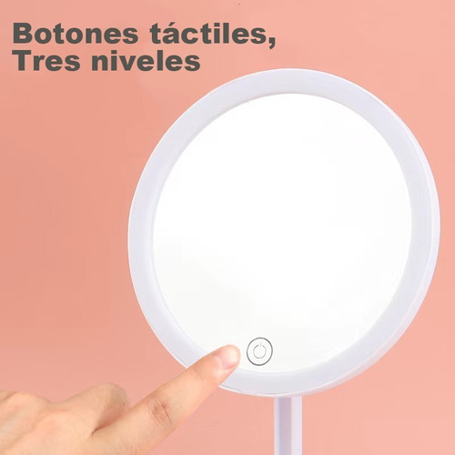 Imagen 5 de 7 de Espejo Con Luz Led 3 Niveles Maquillaje Redondo Recargable