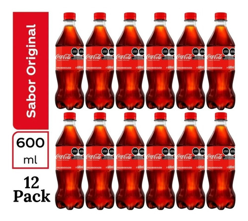 Caja De 12 Coca Cola Regular De 600 Ml 