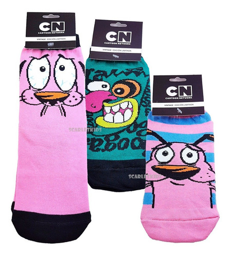 Imagen 1 de 8 de Pack X3 Medias Coraje Perro Cobarde Cartoon Network Vintage