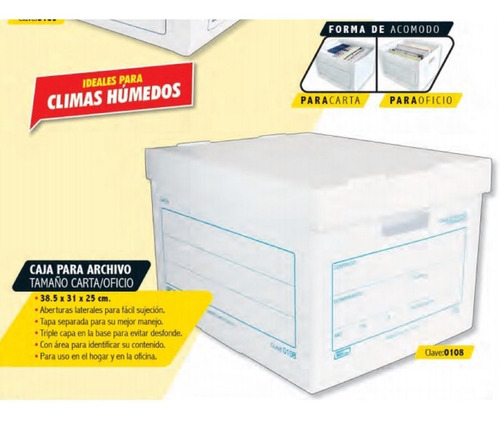 Caja De Plástico Para Archivo Paq. C/10 Cajas Polipropileno