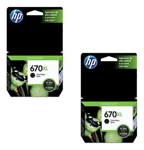 Kit De 2 Cartuchos Hp 670xl Negro Original