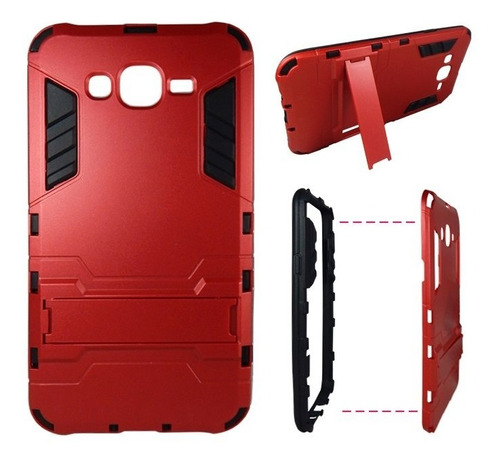 Samsung Galaxy J7 Hybrid Armor Case Rojo