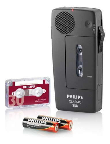 Grabador De Dictado En Casete Pequeño Philips Lfh0388 Negro