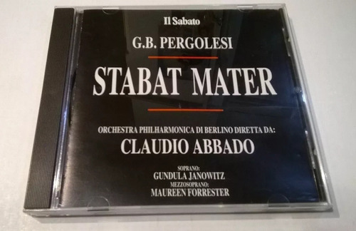 Stabat Mater, Pergolesi, Abbado Cd 1992 Nuevo Made In Italy