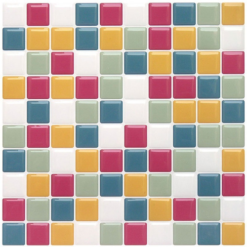 Pastilha Adesiva Resinada Kit 8 Placas Cobre 0,5 M2 Cor Colors 02 - Rosa/amarelo/azul