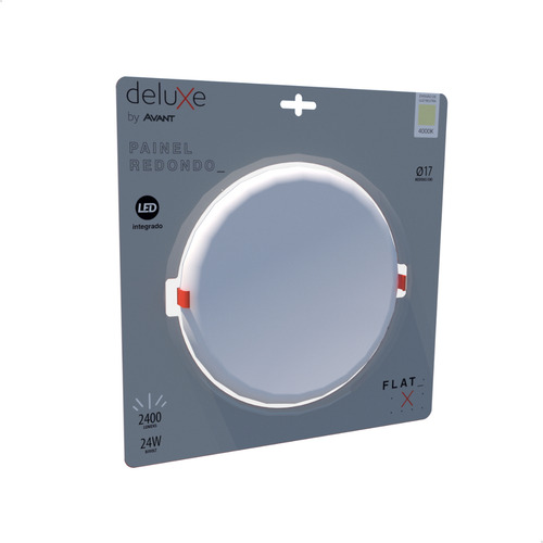 Painel Plafon Led 24w Flat Borda Infinita Emb. 4000k Avant Estrutura Branco 127/220v