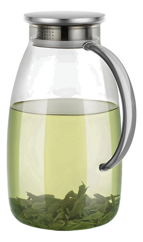 Jarra De Vidro Tampa Inox Suco Água Moderno Resistente 2 L
