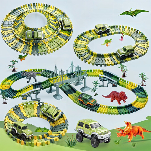 Hot Pista De Corrida Com Dinossauros E Carros Trilha 192pçs