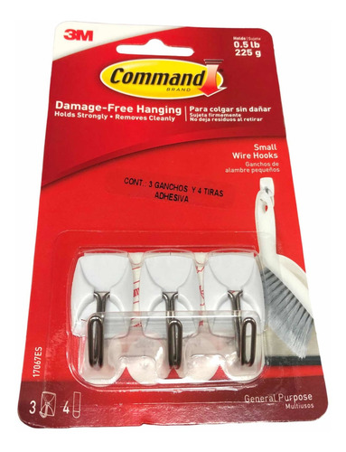 Set 3x Ganchos De Alambre 3m Command Para Colgar Utensilios