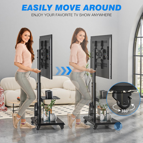 Soporte De Tv Rodante Altura Ajustable Para 32 A 70 Pulgadas