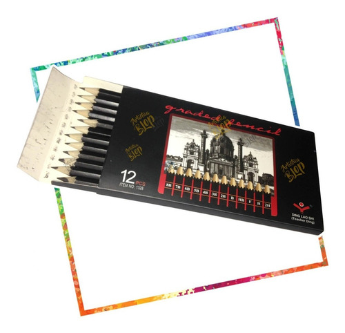 Set 12 Lapices Dibujo Grafito Negros 8b 7b 6b 5b 2h F Hb