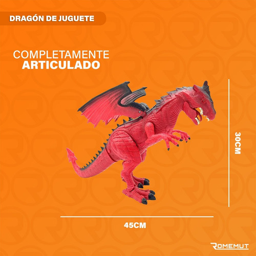 Imagen 5 de 7 de Dinosaurio De Juguete Dragon Luz Sonido Camina Ruge Grande