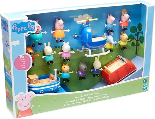 Peppa Pig 12 Figuras Viaje Familia Barco Carro Helicóptero