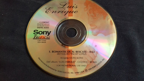 Cd Single Promocional Luis Enrique Románticos Al Rescate