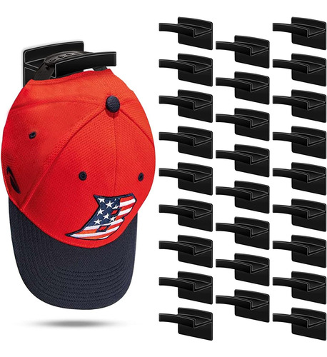 28 Ganchos Adhesivos Para Gorras Y Sombreros - Negro