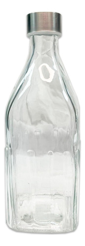 Botella De Vidrio Para Jugo Agua Con Tapa De Metal Diseño Color Cuadrado