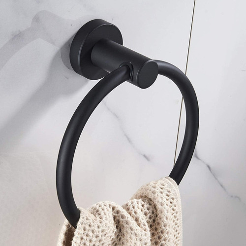 De 2pcs Porta Toallas Baño Toalla Anillo Negro Hardware De