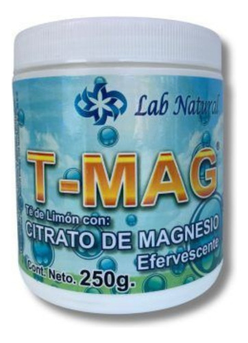 T-mag Citrato De Magnesio En Polvo Efervescente 250g Sabor Limón