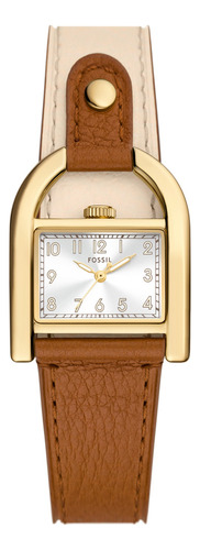 Reloj Mujer Fossil Harwell De Piel 28mm Correa Marrón/blanco