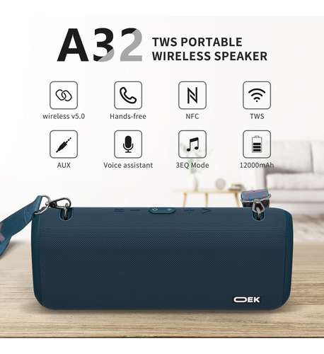 Caixa De Som Portátil Bluetooth Subwoofer Oek 60w Boombox
