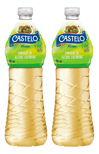 2 Unid. Vinagre Alc. Castelo 4% 750ml Frasco Colorido