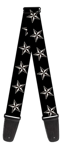 Correa De Guitarra Nautical Star Negro Blanco 2 Pulgadas De 