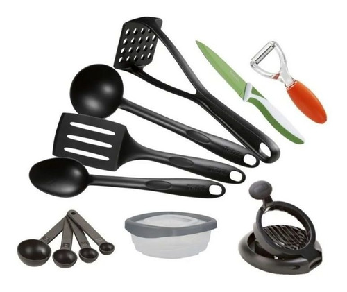 Set De Utensilios Nylon 13 Pz Cocina Vital Tefal / Tfal Color Negro