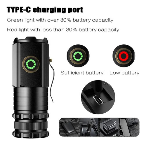 Mini Súper Potente Linterna Flash Lampara Recargable Led