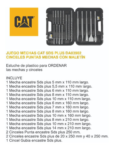 Imagen 2 de 5 de Juego Set De 17 Mechas Puntas Cinceles Cat Caterpila Da03902