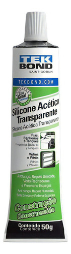 Silicone Acetico Antifungo Tekbond Construçao Bisnaga 50g