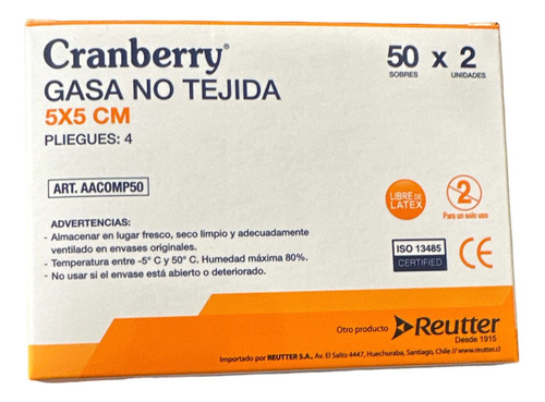 Gasa Esteril 5x5- Caja 50 Unidades - Cranberry