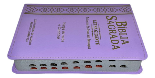 Bíblia Sagrada Lilas Com Índice Gigante Com Harpa