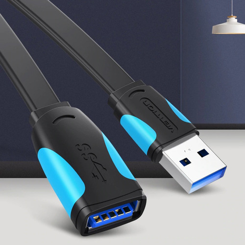 Cable de extensión USB 3.0 ultrarrápido de 0,5 metros y 50 cm, color negro