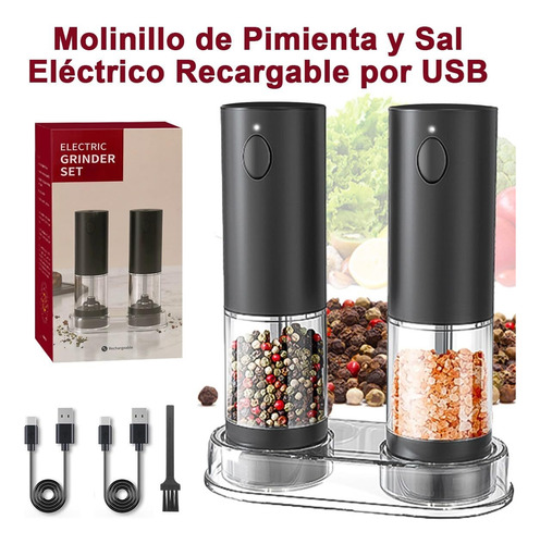 Molinillo De Pimienta Y Sal Eléctrico Grosor Ajustable,