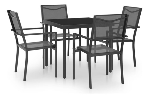 Vidaxl Juego De Comedor Para Patio, 5 Piezas, Jardín, Exte.