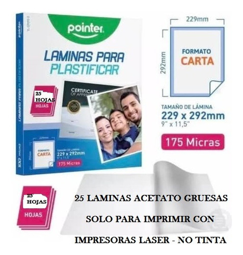  25laminas De Acetato Trasp  Tamaño Carta Gruesa 175 Micras