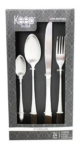 Juego 24 Pcs Cubiertos Keep Silver Plata Servicio Cocina