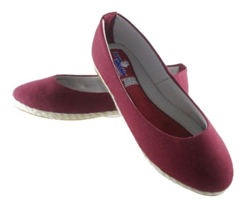 Balerina Flats Muy Cómoda, Suave Y Ligera 115 Lona Vino