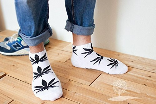 5 Pairs Unisex Marijuana Weed Leaf Warm Cotton Short Boat Socks Casual Ankle Socks US 5-9.5 