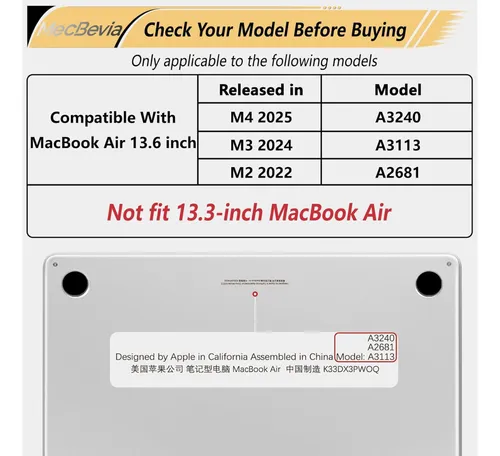 Protector Teclado Para Macbook Air 13 Modelo A3113 2024 M3