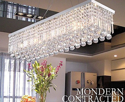 Crystop Rectangle Crystal Chandeliers Dining Room Modern Cei