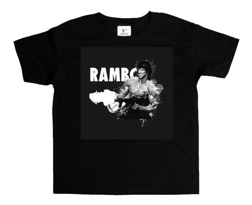 Remera Negra Rambo Art#9