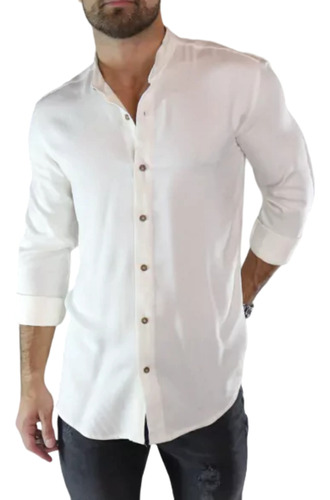 Camisa Manga Larga Cuello Chino | Neru | Mao | Corte Slim 