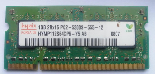 Memoria Ram  P/laptop 1gb 2rx16 Pc2 5300s 555 12