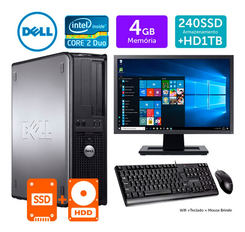 Micro Usado Dell Optiplex Int C2duo 4gb Ddr3 Ssd240+1tb M19w