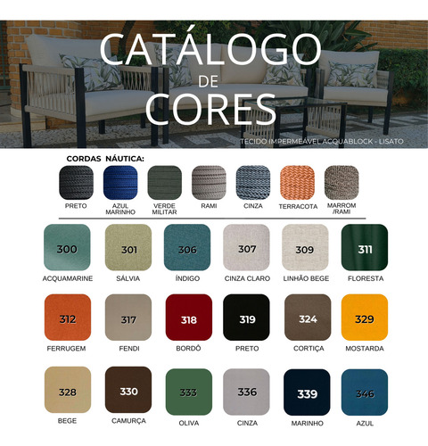 Conjunto Sofá + Poltrona + Mesa De Centro Área Externa Cor Azul e Branco