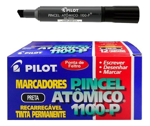 Pincel Atômico Permanente Canetão Pilot Preto Kit 12