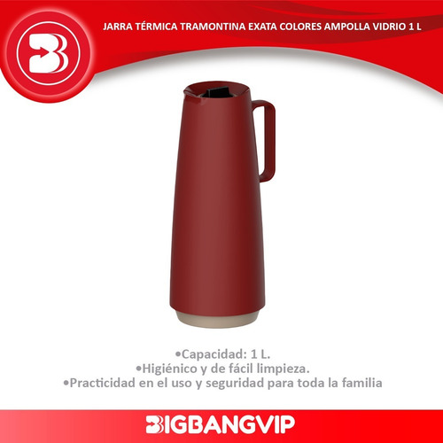 Imagen 2 de 6 de Termo Jarra Térmica Tramontina Exata 1lt Color Moderno Cafe