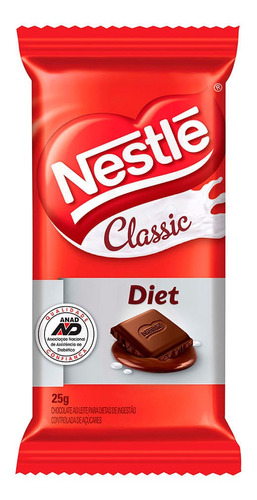 Chocolate Nestlé Classic Diet Com 25g