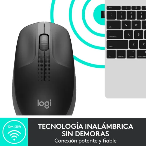 Mouse Inalambrico Logitech M190 Confort & Contorneado Carbon